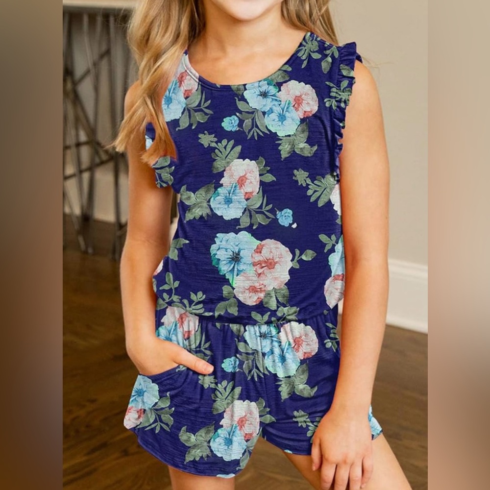 Ruffle Sleeve Jumpsuit Summer Floral Print